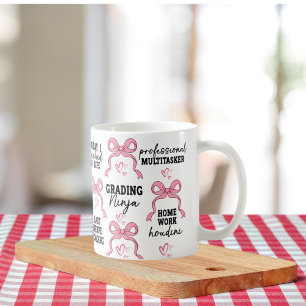 Taza De Café Regalo de lazo rosa coquette con afirmación positi