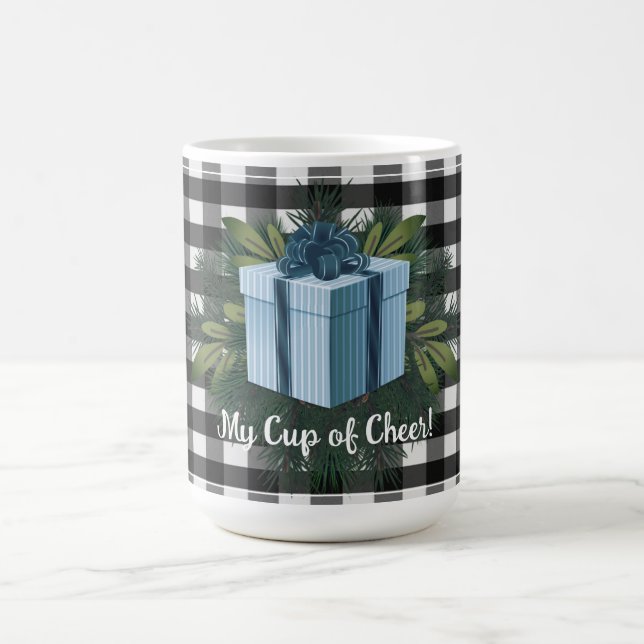 Taza De Café Regalo de los Navidades de Buffalo Plaid | Azul (Centro)