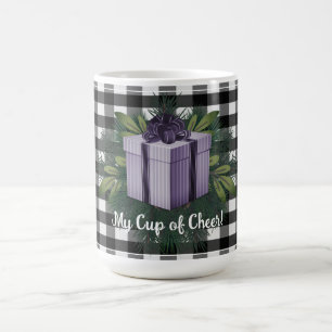 Taza De Café Regalo de los Navidades de Buffalo Plaid Púrpura