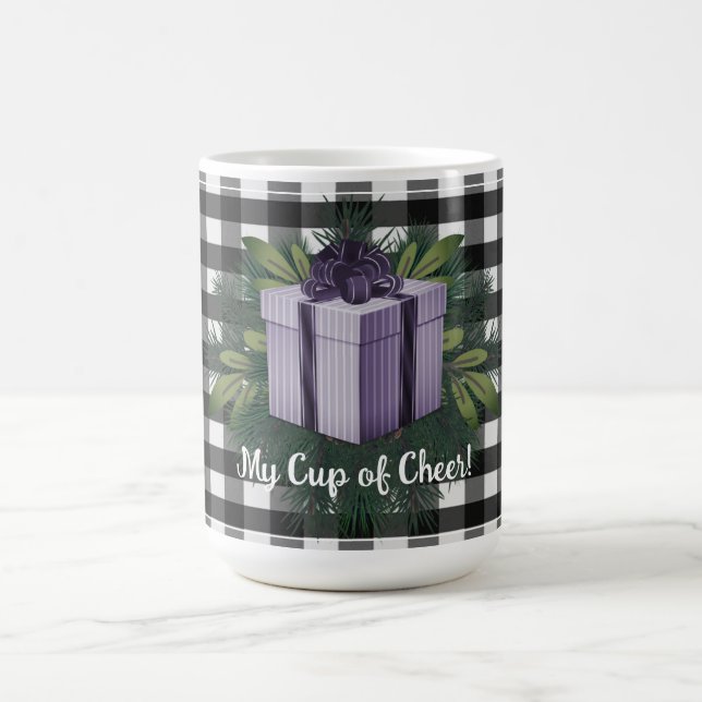 Taza De Café Regalo de los Navidades de Buffalo Plaid | Púrpura (Centro)