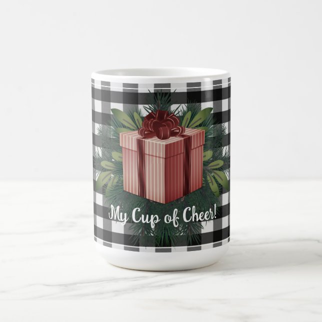 Taza De Café Regalo de los Navidades de Buffalo Plaid | Rojo (Centro)