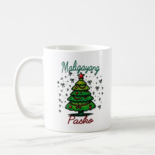 Taza De Café Regalo de los Navidades filipinos de Maligayang Pa (Izquierda)