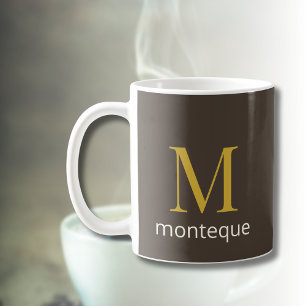 Taza De Café Regalo de Lujo Personalizado con Monograma en Taup