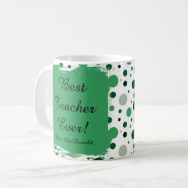 Taza De Café Regalo de lunares verdes para el mejor maestro