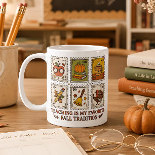 Taza De Café Regalo de maestro de otoño Estética de aula retro