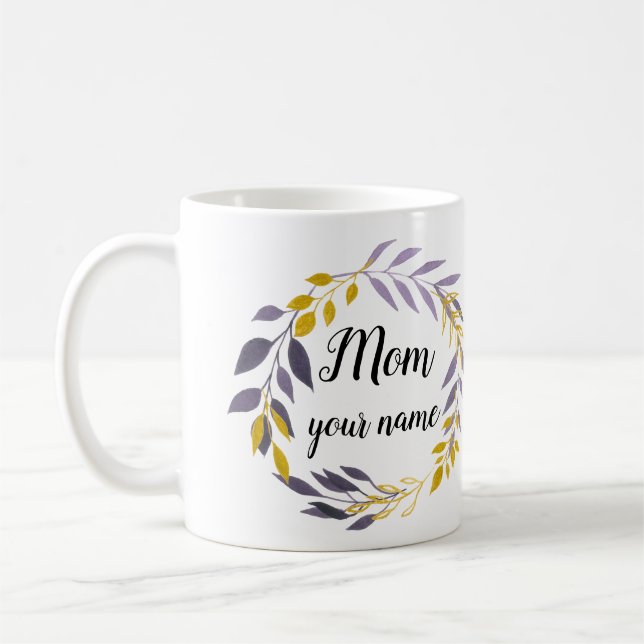 Taza De Café Regalo de mamá floral (Izquierda)