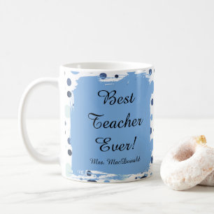 Taza De Café Regalo de mejor maestro jamás con lunares azules