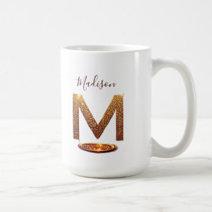 Taza De Café Regalo de monograma de letra M con brillo dorado