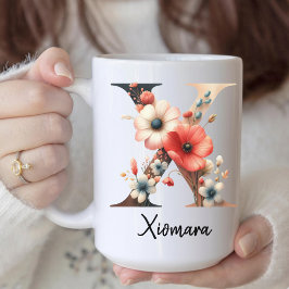 Taza De Café Regalo de Monograma Floral Personalizado para Hija