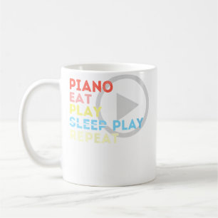 Taza De Café Regalo de mujer retro tocar piano comer jugar dorm