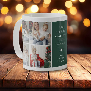 Taza De Café Regalo de Navidad con collage de 4 fotos moderno