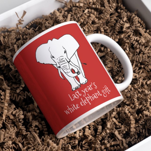 Taza De Café Regalo de Navidad de Elefante Blanco Divertido (Subido por el creador)