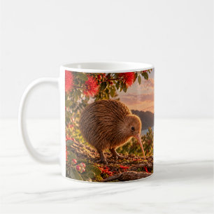 Taza De Café Regalo de Navidad de Kiwi Bird Pohutukawa Nueva Ze