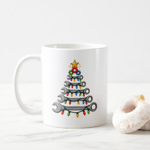 Taza De Café Regalo de Navidad Mecánico Llave Árbol Fiesta