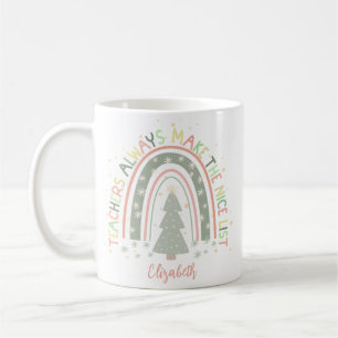 Taza De Café Regalo de Navidad para Maestros Arcoíris Personali