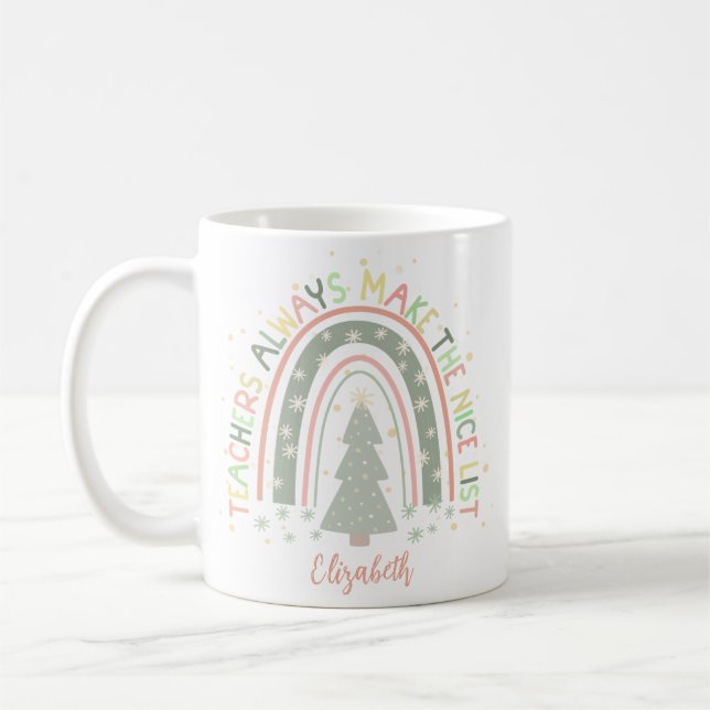 Taza De Café Regalo de Navidad para Maestros Arcoíris Personali (Izquierda)