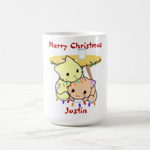 Taza De Café Regalo de navidades de gato, nombre personalizado