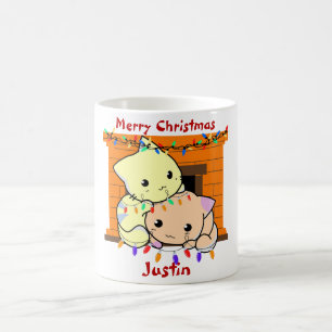 Taza De Café Regalo de navidades de gatos, nombre personalizado