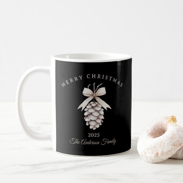 Taza De Café regalo de Navidades de pinecona blanca crema perso (Con donut)