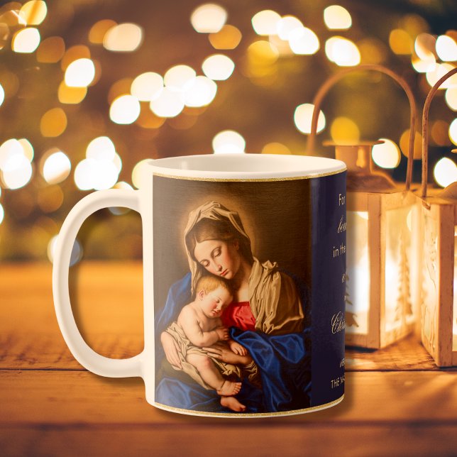 Taza De Café Regalo de Navidades religiosos de Madonna y niños  (Catholic Christmas gift for priests, moms, dads, grandmas and grandpas with Madonna and Child)