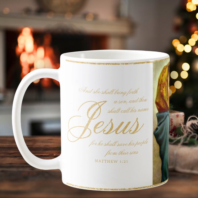 Taza De Café Regalo de Navidades religiosos y católicos infanti (Madonna and Child religious Christmas coffee cup gift for Christians and Catholics)