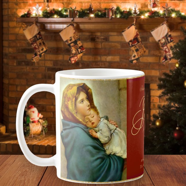 Taza De Café Regalo de Navidades religiosos y católicos infanti (Madonna and Child religious Christmas gift coffee cup for Christians)