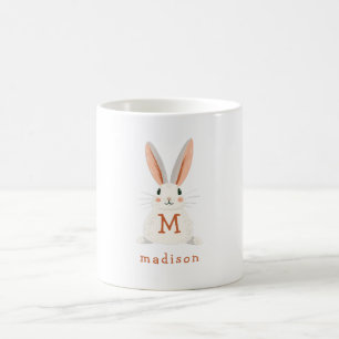 Taza De Café Regalo de nombre de monograma de conejo personaliz
