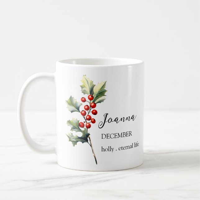 TAZA DE CAFÉ REGALO DE NOMBRE DEL MES DE FLORES DE NACIMIENTO S (Izquierda)
