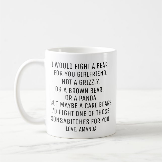 Taza De Café Regalo de Novia Personalizada, Novia Divertida (Izquierda)