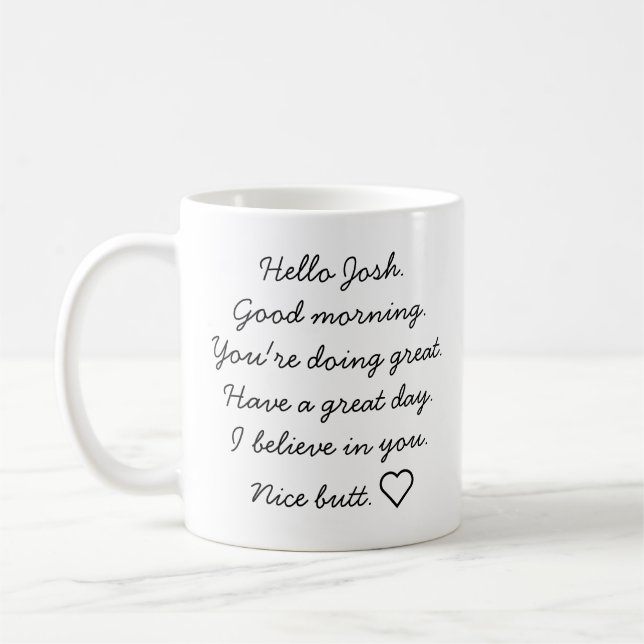 Taza De Café Regalo de novio personalizado, mañana Inspiradora (Izquierda)