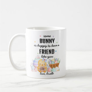 Taza De Café Regalo de Pascua de amistad con conejito en acuare