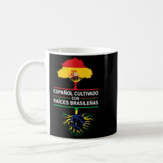 Taza De Café Regalo de patrimonio de banderas de España y Brasi
