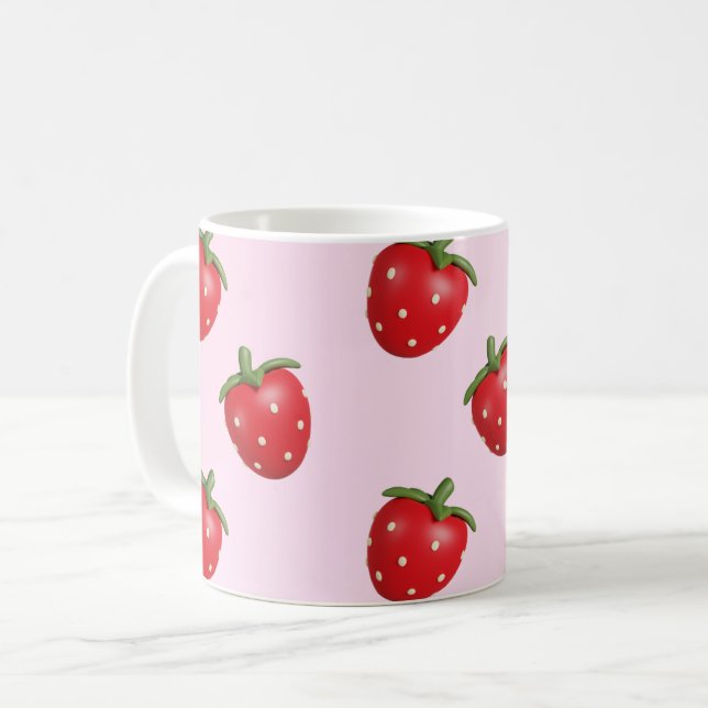 Taza De Café Regalo de peluche preppy Strawberry Girly Coquette (Anverso izquierdo)
