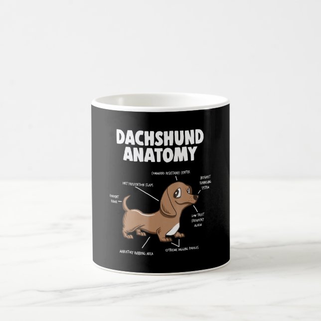 Taza De Café Regalo de perro | Anatomía Dachshund Funny Weiner (Centro)