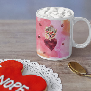 Taza De Café Regalo de perro pomerania naranja rosa día de San