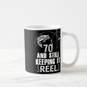 Taza De Café Regalo de pescador de 70 años Cumpleaños 70