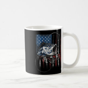 Taza De Café Regalo de pescador de bandera americana vintage de