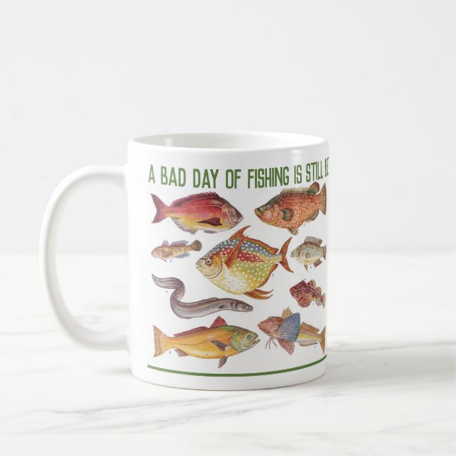 Taza De Café Regalo de pescadores con Ilustraciones de pescado  (Izquierda)
