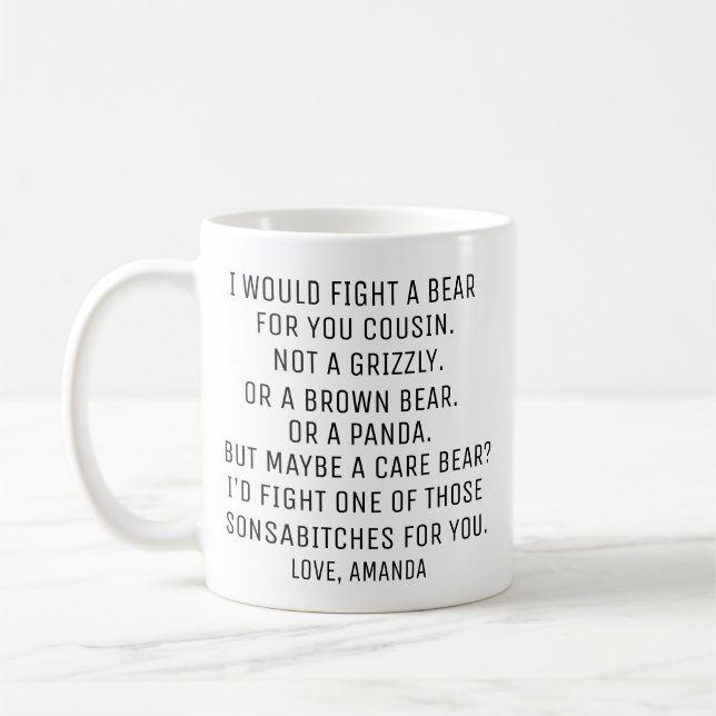 Taza De Café Regalo de primo personalizado, primo gracioso (Izquierda)