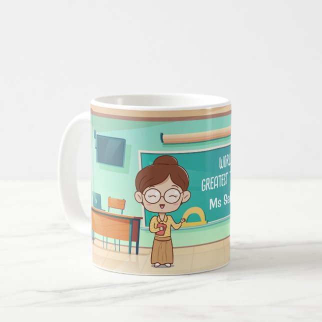 Taza De Café Regalo de profesora personalizado - Maestra Femeni (Anverso izquierdo)
