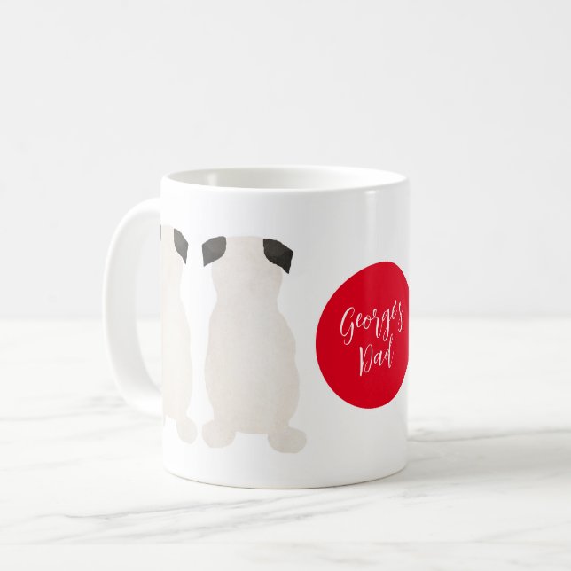 Taza De Café Regalo de pug blanco para papá (Anverso izquierdo)