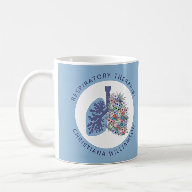 Taza De Café Regalo de pulmones florales de terapeuta respirato (Izquierda)