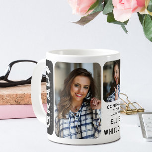 Taza De Café Regalo de recuerdo de graduación con 3 fotos para
