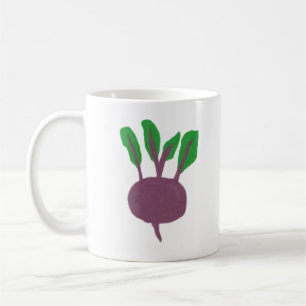Taza De Café Regalo de Remolacha Púrpura Orgánica Dibujada a Ma