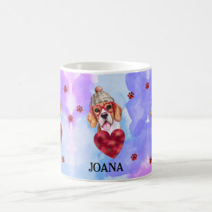 Taza De Café Regalo de San Valentín para Perro Beagle Morado Az