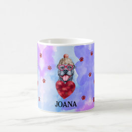 Taza De Café Regalo de San Valentín para Perro Pitbull Gris Mor