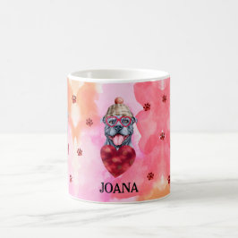 Taza De Café Regalo de San Valentín para perro Pitbull naranja 