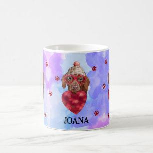 Taza De Café Regalo de San Valentín para Perro Salchicha Marrón