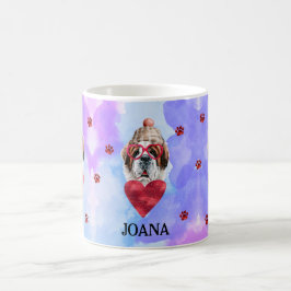 Taza De Café Regalo de San Valentín para perro San Bernardo Púr