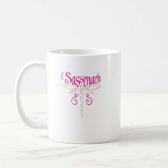 Taza De Café Regalo de Sassenach Dragonfly Celtic Pink Scottish (Izquierda)
